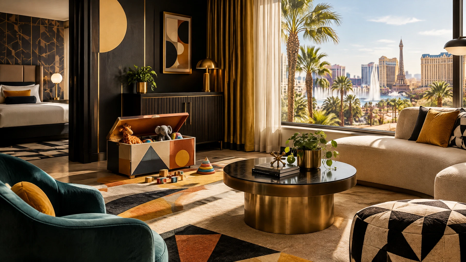 Editorial view of a family-friendly Las Vegas hotel suite