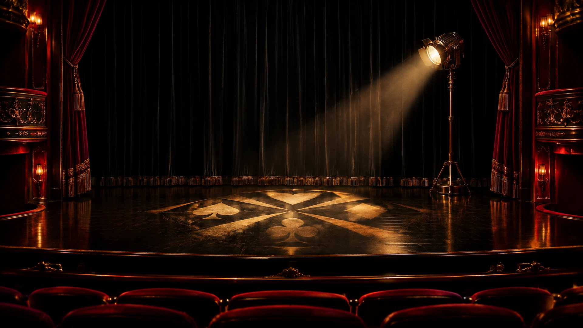Editorial view of a classic Las Vegas magic theatre stage