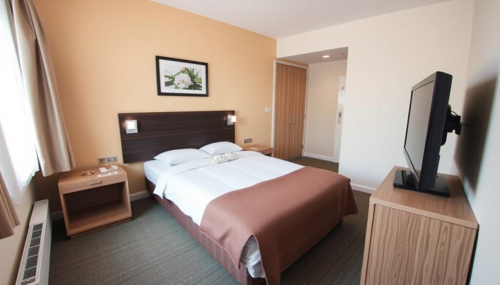 Budget hotel room interior near Harry Reid Airport