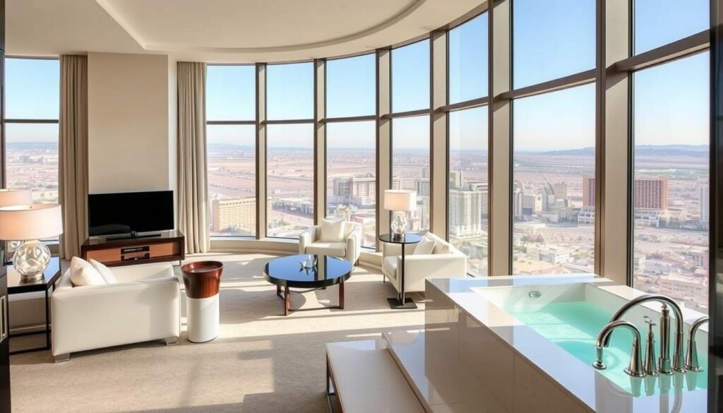 Delano Las Vegas suite with panoramic views