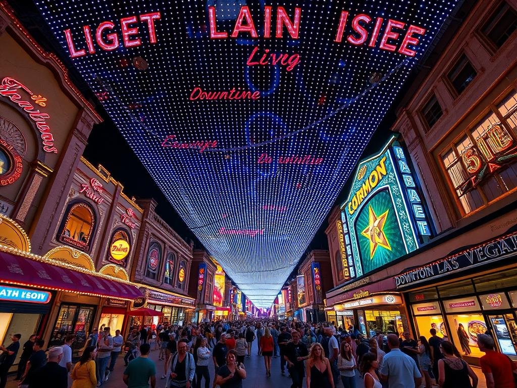 Fremont Street Experience canopy and attractions in Downtown Las Vegas