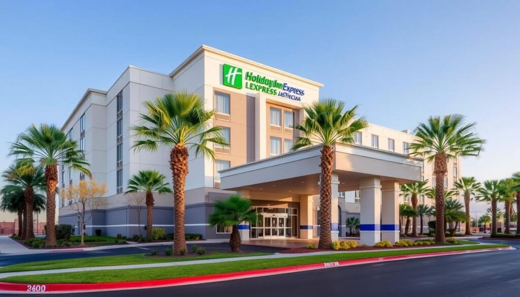 Holiday Inn Express Las Vegas Tropicana exterior near Harry Reid Airport