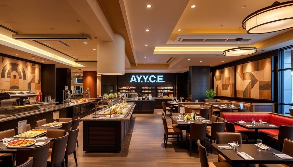 A.Y.C.E. Buffet at Palms Casino Resort with modern design and diverse food stations