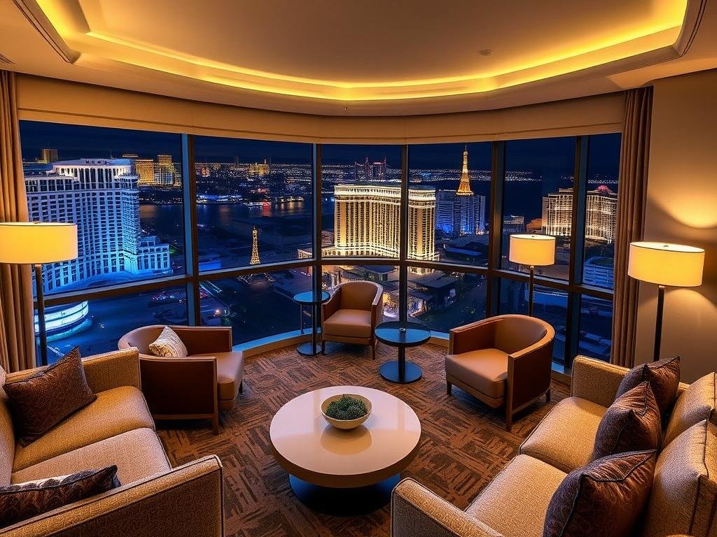 Aria Resort corner suite with panoramic Strip view for New Year's Eve