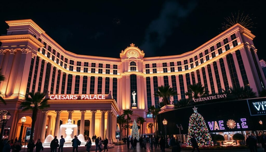 Caesars Palace Las Vegas decorated for New Year's Eve celebration