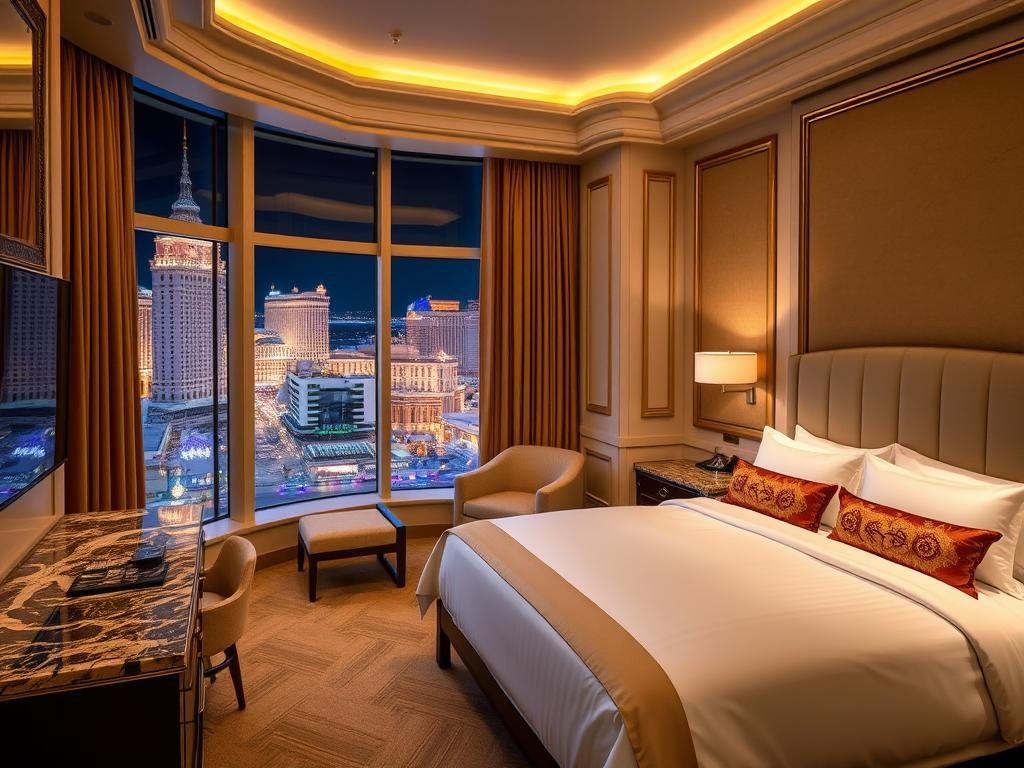 Caesars Palace Octavius Tower room with Strip view for New Year's Eve