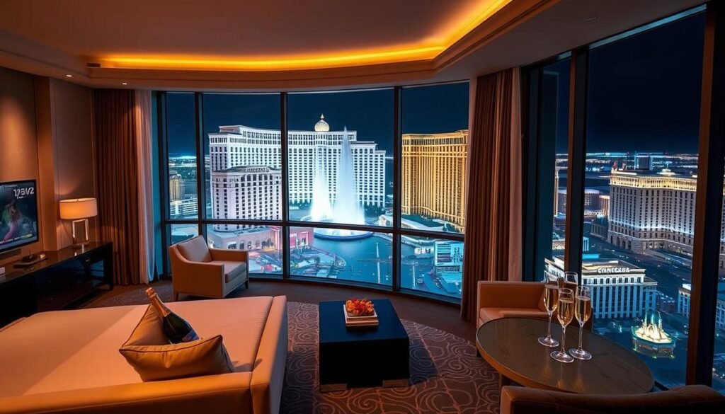Cosmopolitan Las Vegas terrace suite with Strip view for New Year's fireworks
