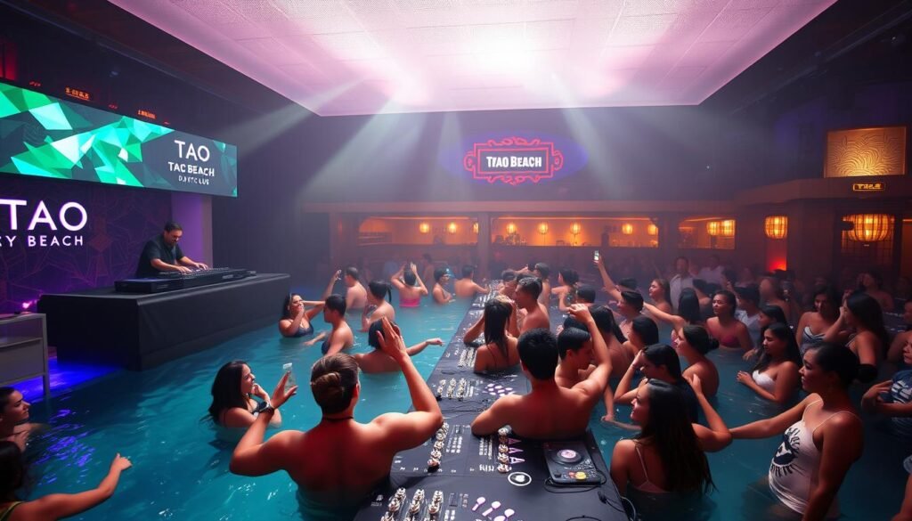 DJ performance at TAO Beach Dayclub with crowd