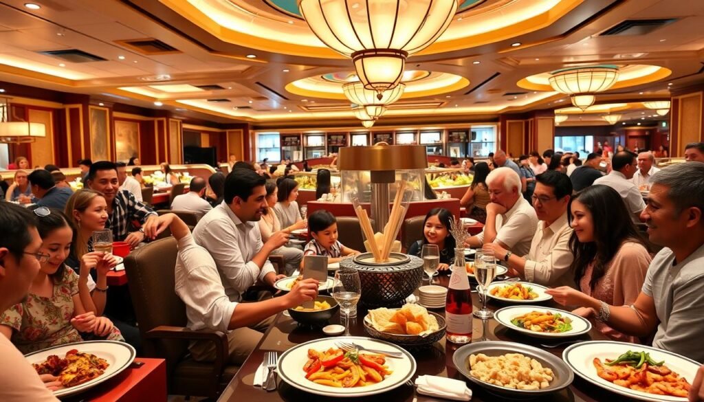 Diverse group of diners enjoying a premium Las Vegas buffet experience at one of the best buffet in Las Vegas