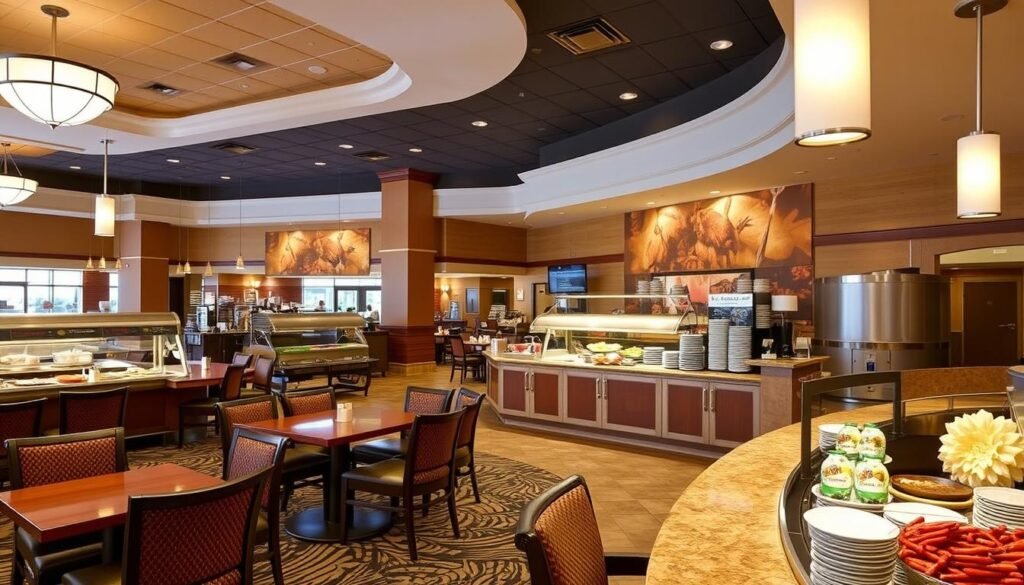 Garden Buffet at South Point featuring diverse food stations and spacious dining area