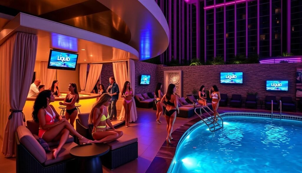 LIQUID Pool Lounge at ARIA Resort with intimate setting