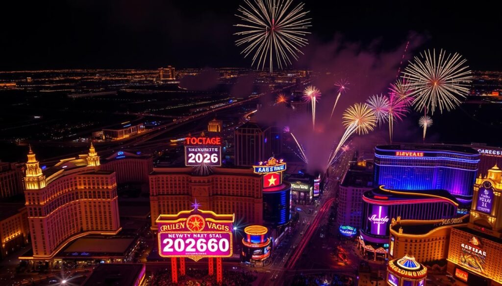 Las Vegas Strip fireworks display for New Year's Eve 2026 celebration