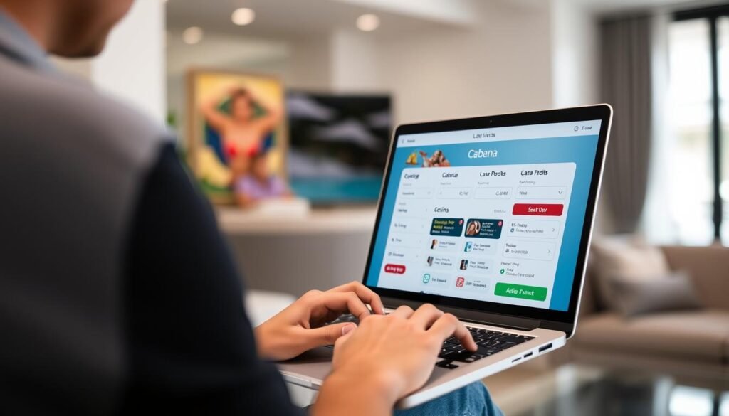 Person booking Las Vegas pool party tickets online for 2026