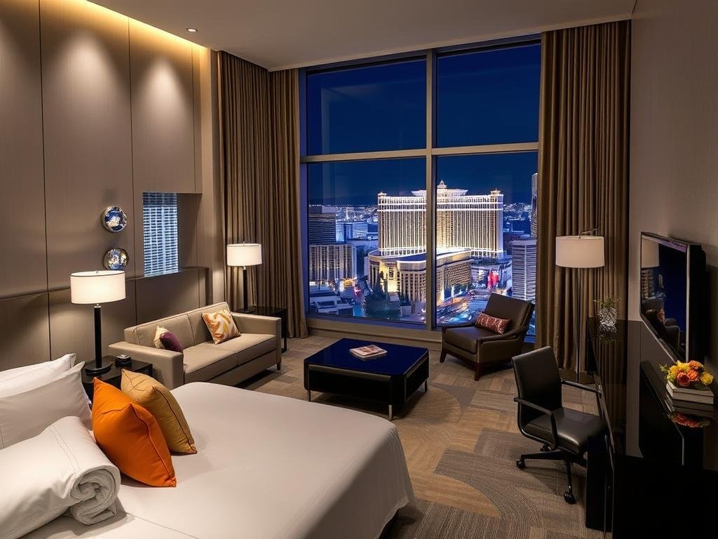 Resorts World Las Vegas Conrad room with Strip view