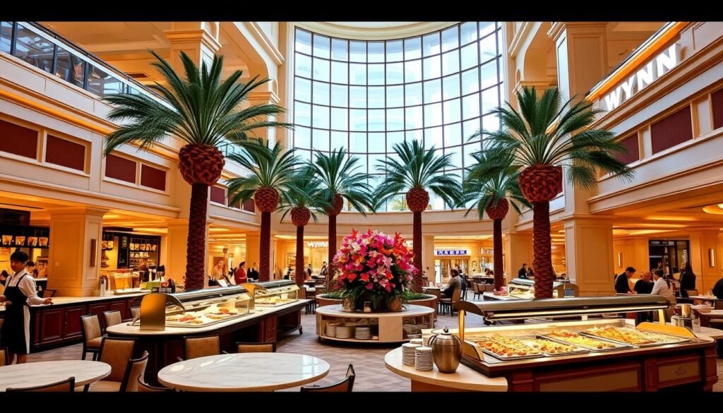The Buffet at Wynn Las Vegas with elegant decor and gourmet food stations