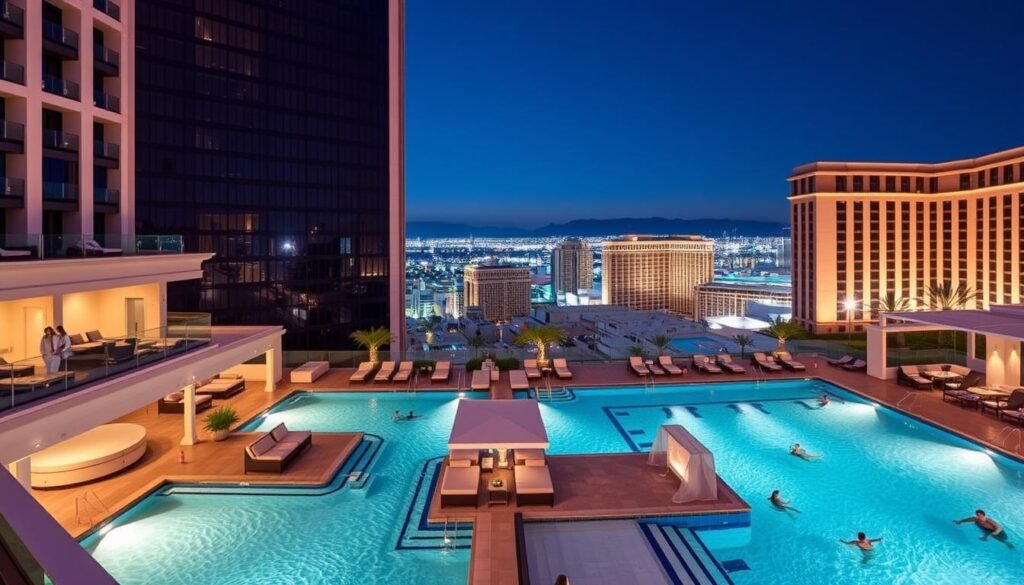 The Cosmopolitan's Boulevard Pool overlooking the Las Vegas Strip