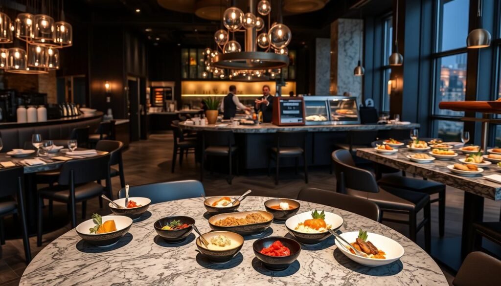 Wicked Spoon at The Cosmopolitan featuring individually portioned gourmet dishes