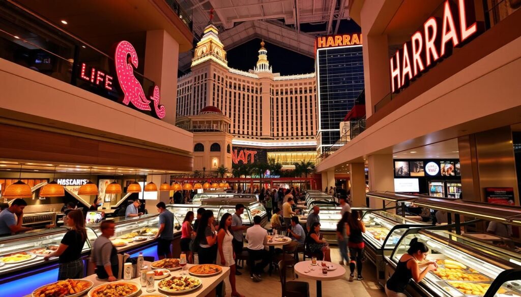 Caesars LINQ Flamingo Harrah’s food options